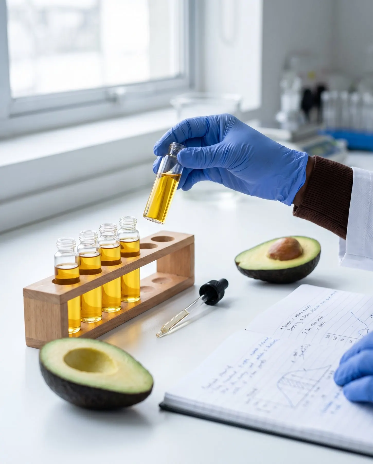 Laboratory bench for testing avocado oil quality